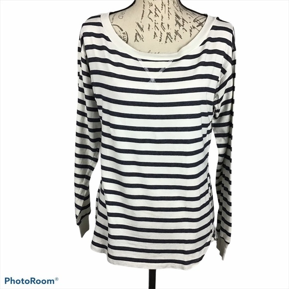 AG Striped Blue and White Long Sleeve Top - Picture 1 of 8